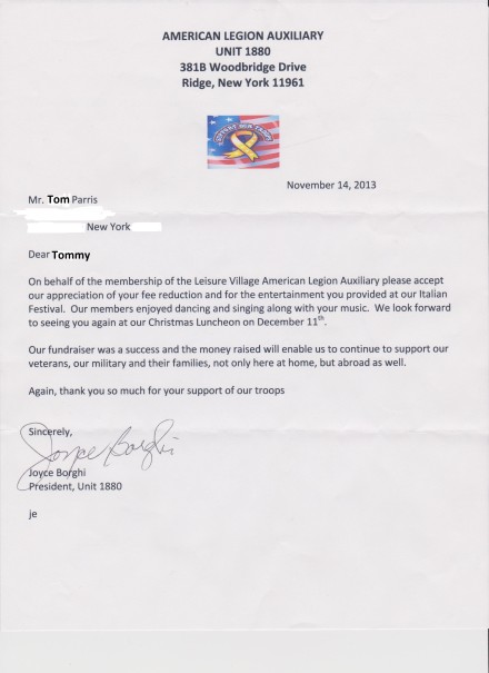 American Legion Auxiliary Supports PARRIS MUSIC!